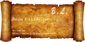 Bein Liliána névjegykártya
